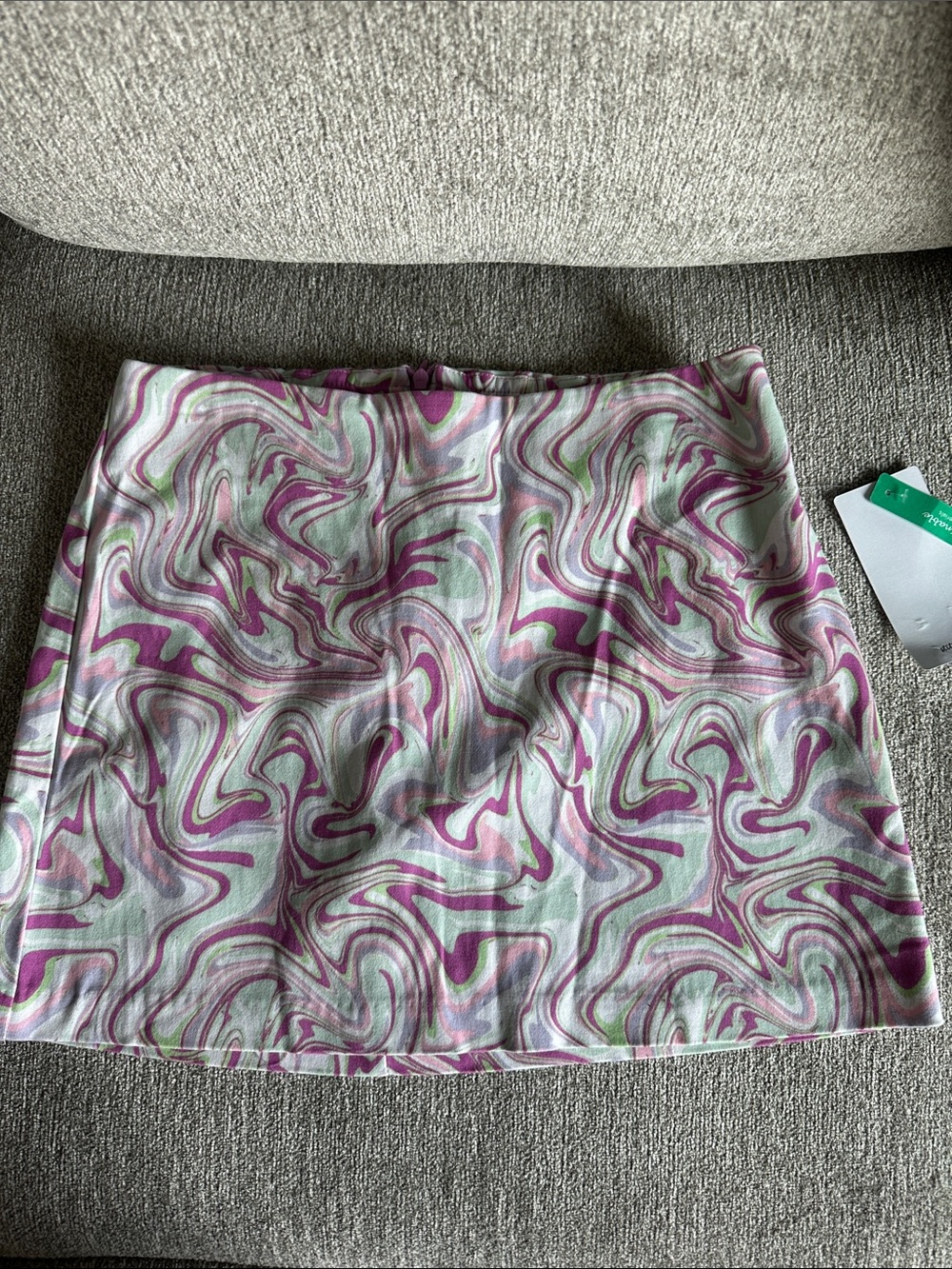 Stitch & Pine Pink Marble-Print Mini Skirt - Women's Swirl Pattern
